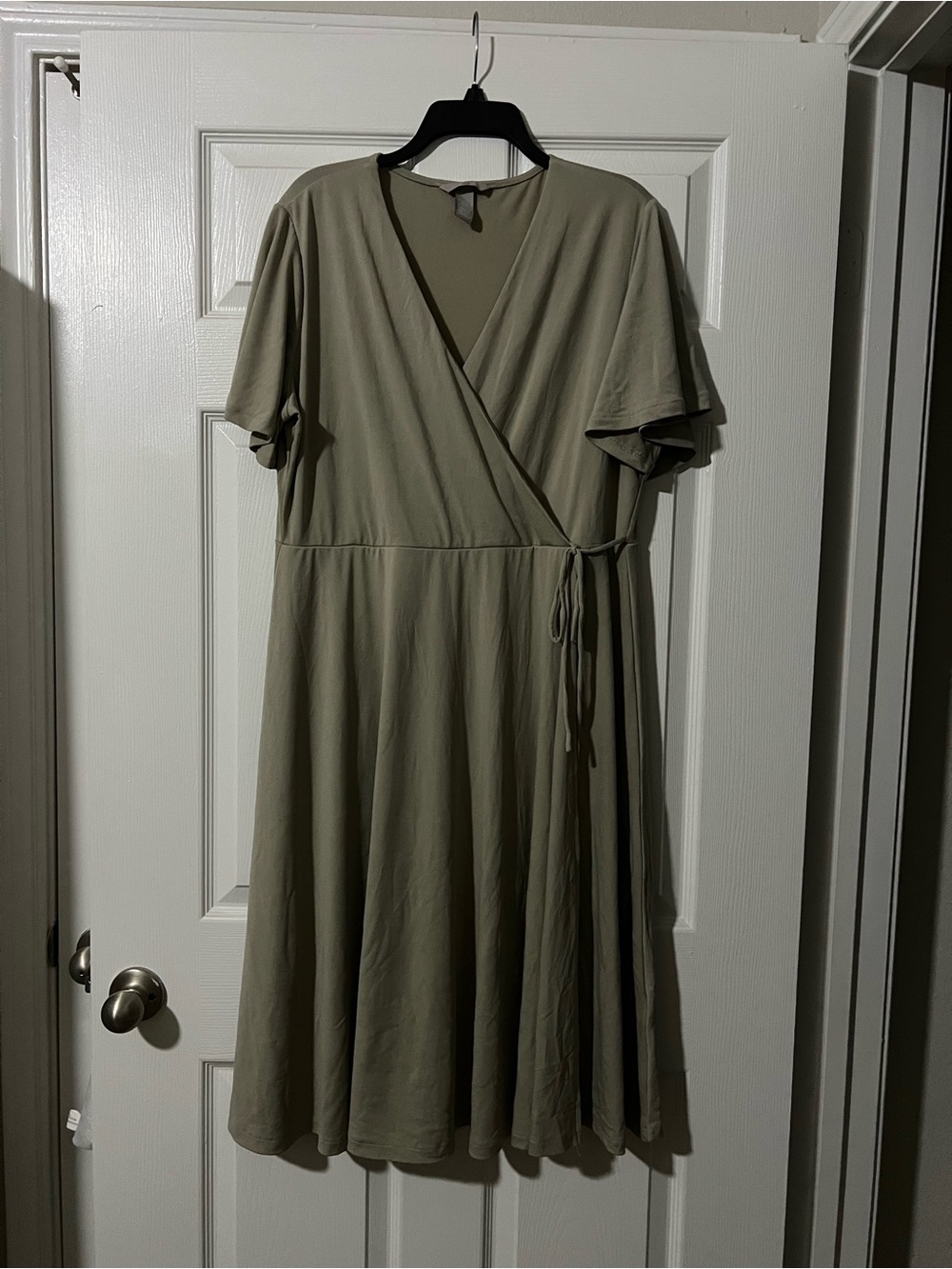 H&M Olive Wrap-Style Midi Dress